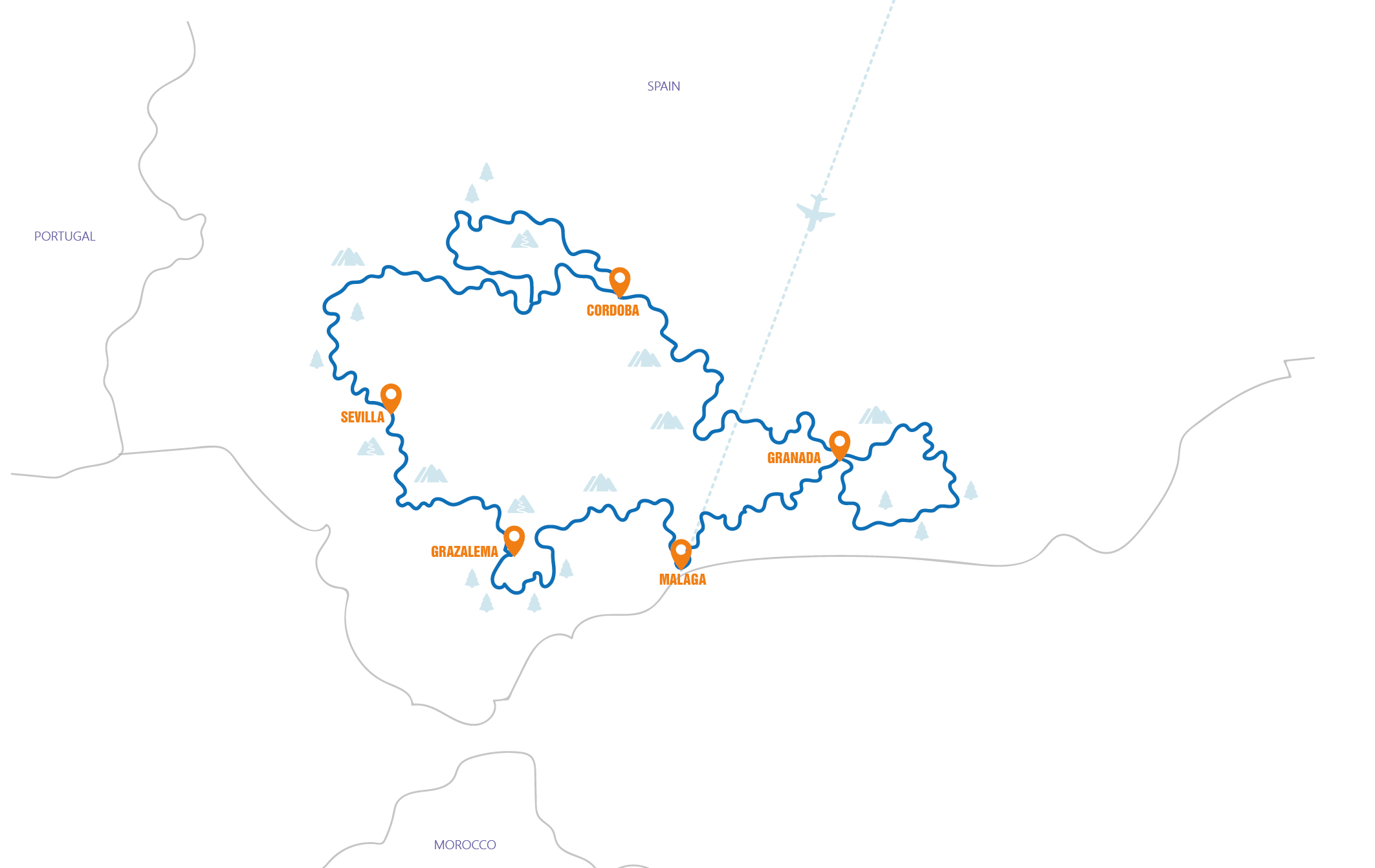 Spanje - Andalusia Routekaart 