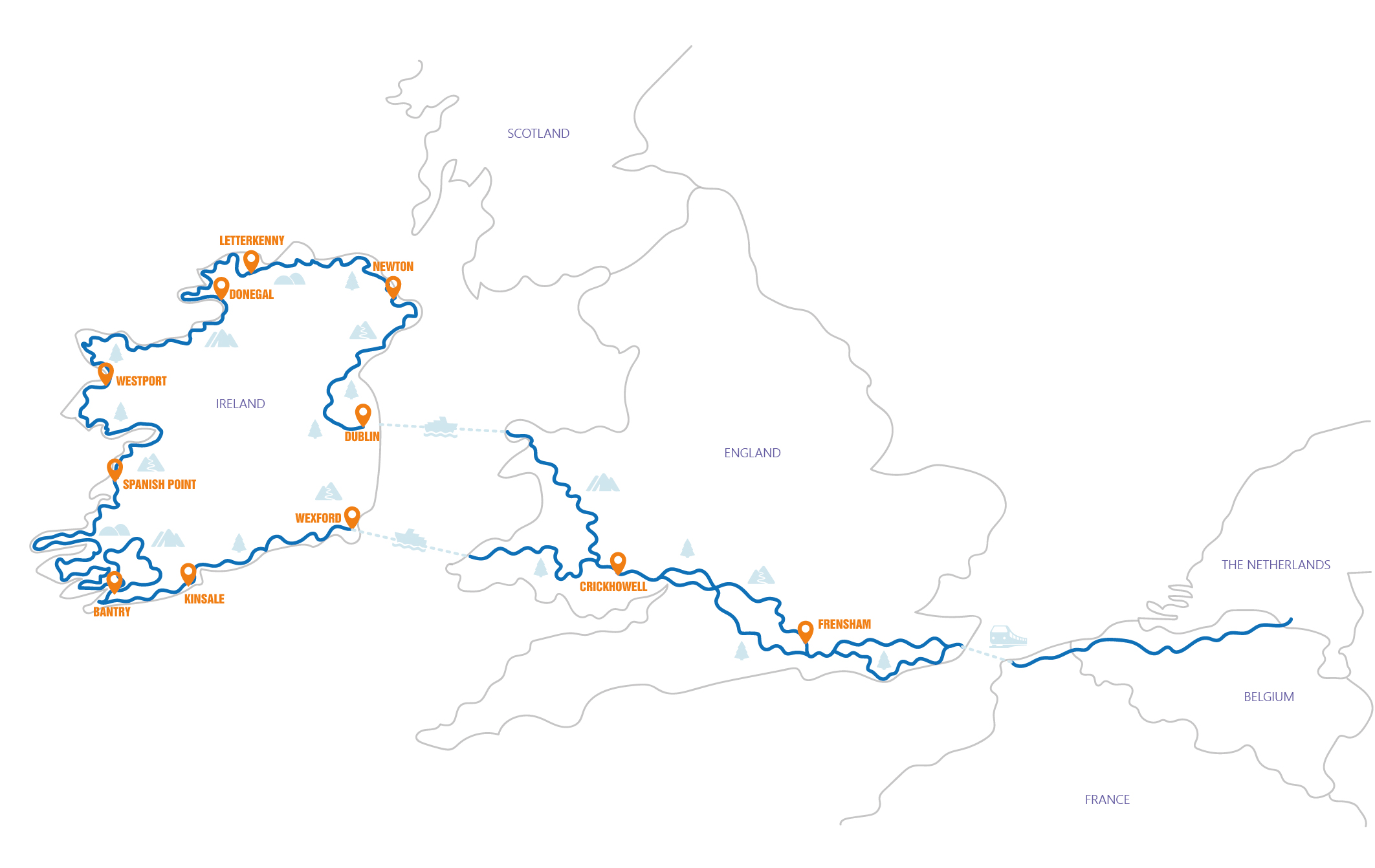 Ierland - Ireland and Northern Ireland (16 days) Routekaart 