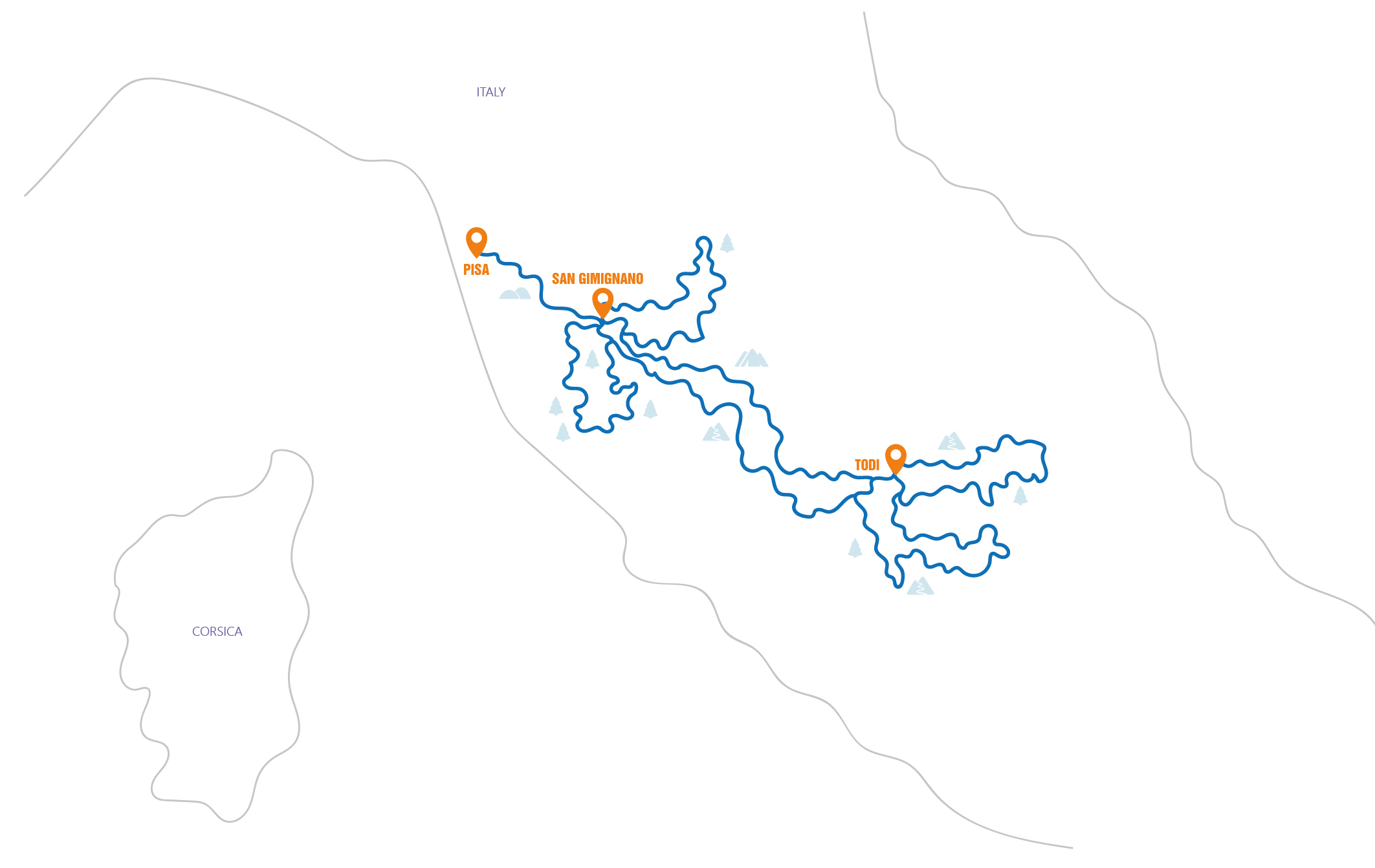Italië - Tuscany & Umbria Routekaart